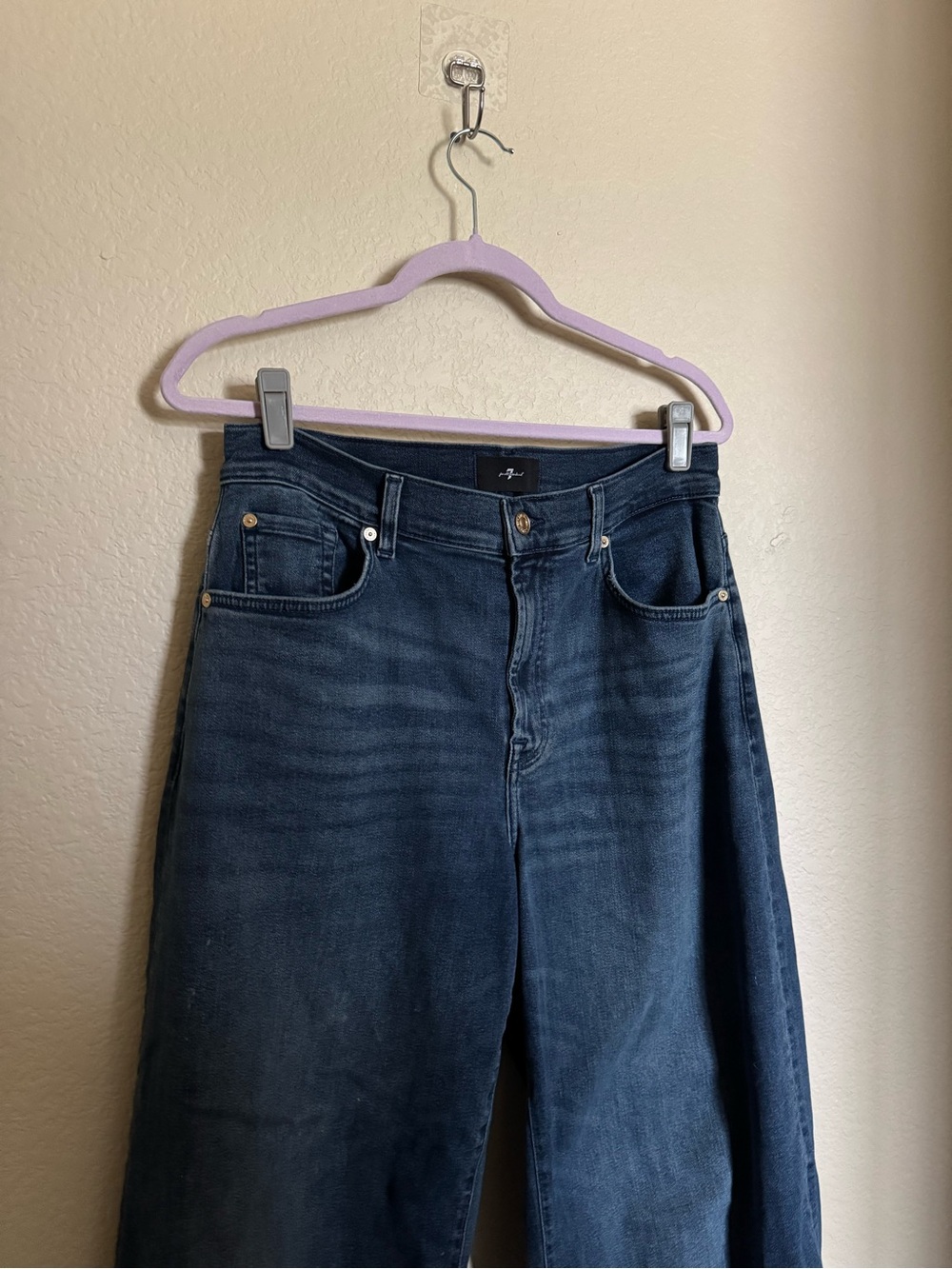 7 FOR ALL MANKIND - Bonnie curvilinear raw cut jeans size 28 dark blue barrel - Picture 5 of 10